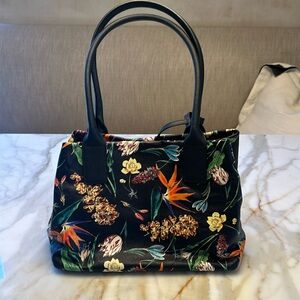 Stefano Bravo Leather Floral Black Handbag